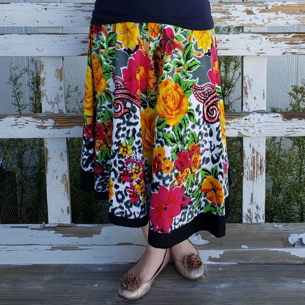 Studio West asymmetrical floral skirt